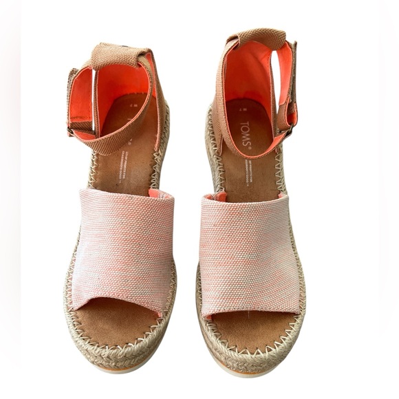 TOMS Maris Wedge Heel Women's Orange  Sandals Size 7 - Picture 1 of 10